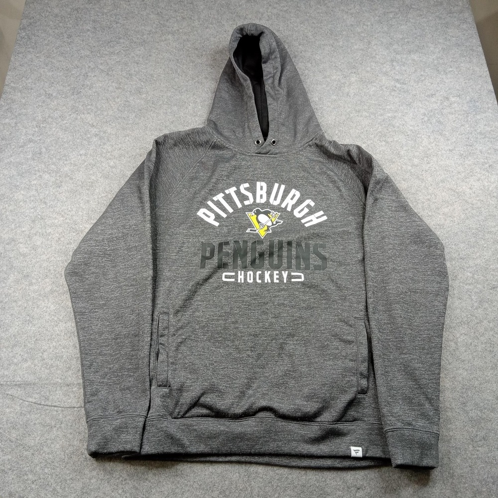 Pittsburgh Penguins Hoodie Mens Large Gray NHL Hockey Fanatics Fleece Sweatshirt